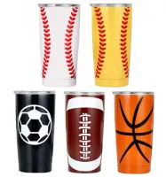 20oz Baseball Tumbler Mugs Softball Basketball Football Rostfri Steel Cups Travel Car Beer Cups Vakuumisolerade muggar