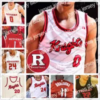 Баскетбол в колледже носит Custom Rutgers Scarlet Knights 2020 Баскетбол 0 Geo Baker 24 Ron Harper Jr. 1 Akwasi Yeboah 15 Myles Johnson Men Morn