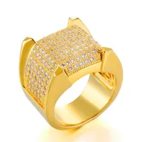 Neue personalisierte 18K Gold plattierte Herren Diamant ICED Out Man Rings Kubikzirkonia Hip Hop Rapper Pinky Ring f￼r M￤nner Schmuck Geschenke Fo284i
