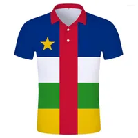 رجال Polos Central African Shirt Logo Name Custom Caf Nation Flag Centrafricaine Republic French Print Po Clothing