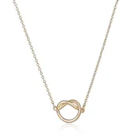 بيع جديد Maxi Colar Simple Love Heart Knot Pendant Jewelry 18 k Gold and Silver Placed Rink Chain for ang2869 الخاص بك