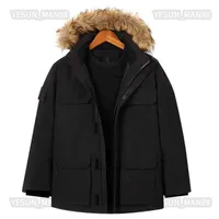 Canad￡ para hombre Invierno Down Jackets para mujer chaqueta para mujer gruesas gruesas abrigos largos al aire libre cl￡sico a prueba de agua a prueba de agua negro
