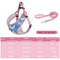 Dog Collars Breathable Harness And Leash Set Cartoon Pattern No Pull For Small Medium Dogs Cat Comfort Pet Supplies