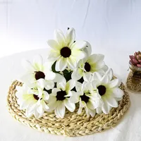 زهول الأزهار الخضراء imitatie daisy zonnebloem boeket voor woonkamer decoratie en hand en tafel decorat j220906
