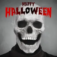 Party Masks Decoration Halloween Full Head Skull Comfort Latex Costume Horror Duty Helmet Movable Jaw Props