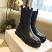 Kadın tasarımcısı D Denemesi Chelsea ayak bileği botları beyaz siyah deri elastik kemer kış moda boot221p