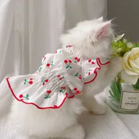 Kedi Elbise Köpek Kıyafetleri Sevimli Kız Kıyafetleri Giyim İçin Yaz Elbiseleri Kırmızı Mavi Küçük Chihuahua Giysileri 20220906 Q2