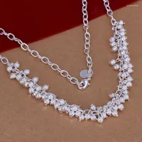 Girocollo in argento placcato per donne per perle della catena del fascino colorato di gioielli di matrimonio delicati