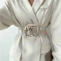 Плюс размер ПВХ чистые ремни для женщин модная пряжка Женская белая талия Прозрачная большая пояса дамы Громт Корсет Каммербундс 22680274i