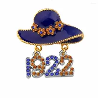 Broches groep sieraden aangepaste mode blauw geel kristal Griekse letters hoed 1922 sorority sgrho symbool sigma gamma rho pin broche