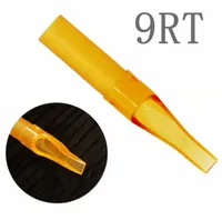 Tek Kullanımlık Dövme İpuçları 50 PCS 9RT Sarı Renkli Plastik Steril Nozullar Tüp Dövme Makinesi için Dövme Besleme