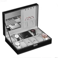 2 In An 8 Grid Storage Box Pu Leather Holder Organizer With Lock For Quartz es Jewelry Boxes Displ J220825 J220906