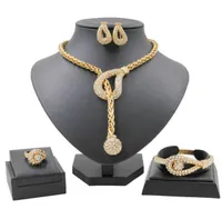 Liffly creatief ontwerp bruids gouden sieraden sets kristallen kettingring voor w