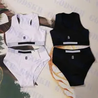 Womens Sports Vest Briefs Ställ in textilbokstav broderad badkläder Bra designer damer underkläder två färger