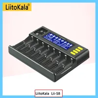 Factory wholesale LiitoKala Lii-S8 pack Battery Charger Li-ion NiMH Li-FePO4 3.8V for 18650 26650 21700 26700 AA AAA
