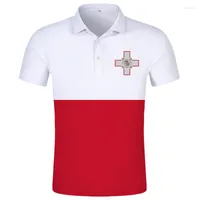 قميص Polos Malta للرجال DIY اسم مخصص مجاني MLT Nation Flag Mt Republic of Maltese Country College Logo PO