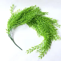 Flores decorativas simulación de hoja verde decoración de bricán de ratán hojas clásicas de hojas de sauce artificial plantas de plástico falsas