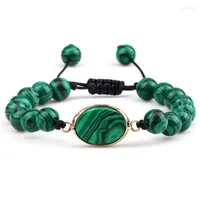 Strand Women Bracelet Fashion Natural Stone Green Malachite Bead Charm Handmade Strands Wrap Braided Bracelets For Men Jewelry Gift