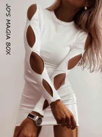 Jo's Magia Box 2022 Summer Bodycon Sexy Basic Y2K Women's Mini Dress Solid Party Hollow Out Disal Elegant Dresses for Women T220819
