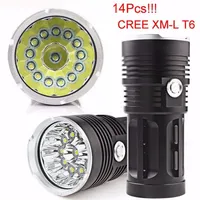 New Arrival Super 34000LM 14x CREE XM-L T6 LED Flashlight Torch 4x 18650 Hunting Light Lamp 14 PCS XM-L T6 Torch Light258z