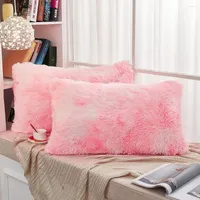 Pillow Case Techome 2pcs Langes Kunstfell weiche Soild Dekorative Kissenbezug l￤nglich flauschige Wurfabdeckung Velvet Shaggy Pl￼schkissen
