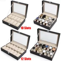 1012 Grids Pu Leather Box Case Collector Holder Organizer For Clock es Jewelry Display Storage J220825 J220906