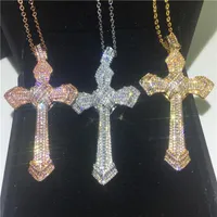 Big Cross Pendant fait ￠ la main avec collier 925 STERLING SILP Diamond Party Party Pendants For Women Men Jewelry Gift258f