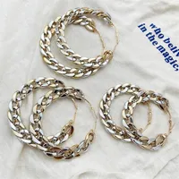 Trendy Club Orecchini a catena grande spessa a catena per donne esagerate orecchie di cerchio d'argento geometrico in argento Gioielli festeggiati 3541 3541