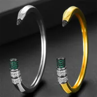 Годки модный карандашой дизайн брюшной манжеты для женщин свадьба Полный кубический кристалл циркона CZ Bracelet Silver Color Bracelet 2103303055