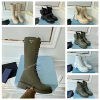 Boots de mujeres de diseño Boots Rois Boots Martin Botas de cuero brillante Boot Renylon Botas de goma Moda Combinados zapatos de cordón 35-40