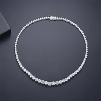 2022 Top Sell Bride Tennis Necklace Sparkling Luxury Jewelry 18K White Gold Fill Round Cut White Topaz CZ Diamond Gemstones Ins Women 16inch Pendant For Lover Gift