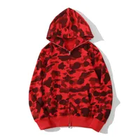 Mens Hoodies Yüksek kaliteli köpekbalığı kazak kravat boya hoodie tasarımcı ceket kaplan tam zip renk harajuku sweatshirt aydınlık moda ortak markalama kamuflaj kaputları 1-19