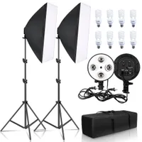 Studio Sh Photography Softbox Four Lamp Softbox 50x70cm Soft Box ￉quipement E27 Base pour photo de tournage en studio