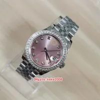 Super Women's Wristwatches 278384RBR 278384 31mm Diamond border Stainless Steel pink Dial Sapphire jubilee bracelet Automatic289D