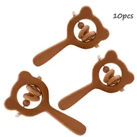 10pcs Baby Toys Beech Wooden Rattle Teethers Chew Wood Beads Ring Teething Montessori Toys Food Grade Wooden Baby Rattle Teether2506