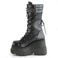 2022 Wedge Heel Knight Boots Frauen Punk Stil gutaussehend dicke unterknee-Stiefel mittelschwerer Stiefel Plus Größe 35-43