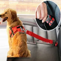 Justerbar husdjurshundare Säkerhetssäkerhetsbälte Nylon Pets Puppy Seat Lead Leash Harness fordonssäkerhetstillbehör Travelklipp