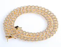Iced Out Miami Cuban Link Chain Silver Mens Gold Chains Bracelet F
