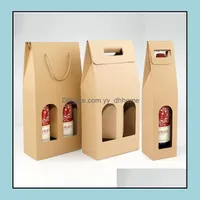 Paketleme kutuları kraft kağıt şarap çantaları -Stam logo paketi Oliver Oil Champagne Şişe Taşıyıcı Hediye Tutucu 50pcs SN1569 Damla Soif DH3IB