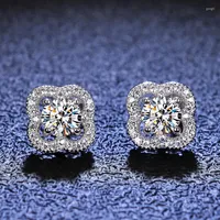 Hoop -Ohrringe aeteey echtes Moissanit Diamant Stud d Farbe 0,5ct 925 Sterling Silber Clover Hochzeit Fine Schmuck für Frauen