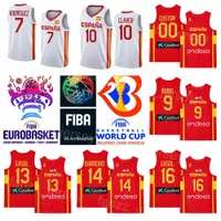 Печать баскетбола Испания Джерси 2022 Eurobasket сборная 41 Juancho Hernangomez 4 Jaime Pradilla 8 Дарио Бризуэла 9 Рикки Рубио 13 Марк Газол 10 Виктор Клавер