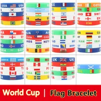 Charm Bracelets 카타르 2022 월드컵 플래그 실리콘 팔찌 스페인 미국 FR 브라질 잭 브레이슬릿 축구 선물 선물