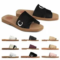 Slippers 2022 Designer Canvas Slippers Women Woody Bugles Flat Sandals Slides Slides White Black Pink Sail Bordeaux Lace Fabric Womens Summer Summer 03lx#