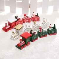 زينة عيد الميلاد عيد الميلاد قطار خشبي مسطح السقف على طراز قبة عائلة ديكور منزل الأطفال أطفال عيد الميلاد الأحمر الأخضر أبيض قطار