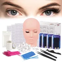 False Eyelashes Eyelash Extension Training Practice Model Head Eye Pads Tweezers Ring Brush Grafting Pad Tools Kit