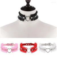 Choker PU Leather Heart Handmade Sexy Lace Necklace Punk Statement Jewelry Wedding Bride Gifts
