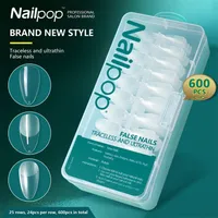 False Nails Nailpop 600pcs Tasarımla Yapay İçin Tırnak Uzatma İpuçları Tabut Akrilik Stiletto Sahte 220906