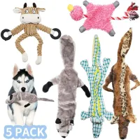 개 장난감 씹는 삐걱 거리는 4 개의 스터핑 장난감 없음과 1 개의 봉제 한 튼튼한 애완 동물 씹어 작은 중간 큰 애완 동물을위한 튼튼한 애완 동물 씹어