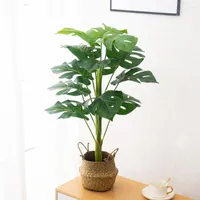 Decorative Flowers 80cm Tropical Monstera Artificial Plants Fake Palm Leaves Plastic Tall Tree Big Leafs Branch For Home Garden Landscaping