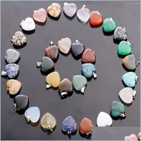 Pendant Necklaces Fubaoying Heart Shape Love Gem Stone Mixed Pendants Loose Beads For Bracelets And Necklace Charms Diy Jewelry Women Dhiyo